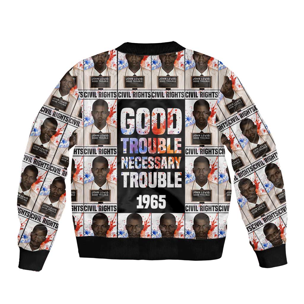 John Lewis Bomber Jacket with Mugshot Collage Design Civil Rights Portrait Good Trouble Tribute - Wonder Print Shop