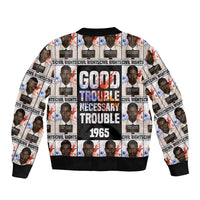 John Lewis Bomber Jacket with Mugshot Collage Design Civil Rights Portrait Good Trouble Tribute - Wonder Print Shop
