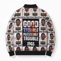 John Lewis Bomber Puffer Jacket with Mugshot Collage Design Civil Rights Portrait Good Trouble Tribute - Wonder Print Shop