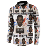 John Lewis Button Sweatshirt with Mugshot Collage Design Civil Rights Portrait Good Trouble Tribute