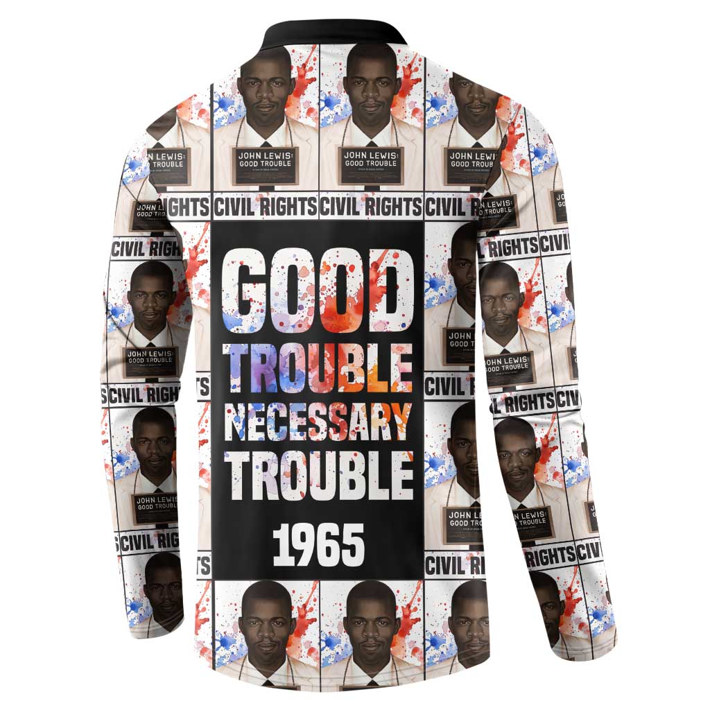 John Lewis Button Sweatshirt with Mugshot Collage Design Civil Rights Portrait Good Trouble Tribute