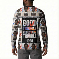 John Lewis Button Sweatshirt with Mugshot Collage Design Civil Rights Portrait Good Trouble Tribute