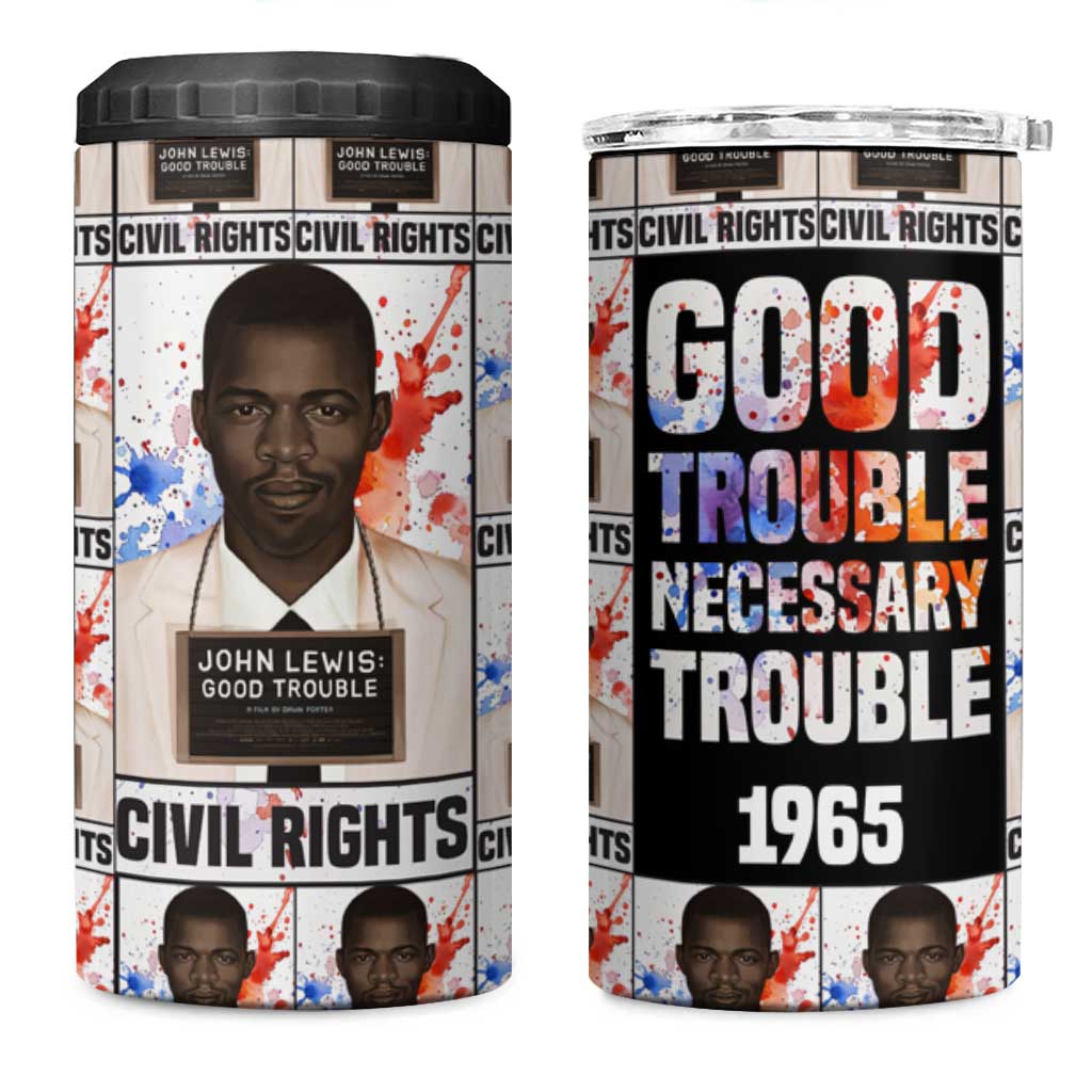 John Lewis 4 in 1 Can Cooler Tumbler with Mugshot Collage Design Civil Rights Portrait Good Trouble Tribute - Wonder Print Shop