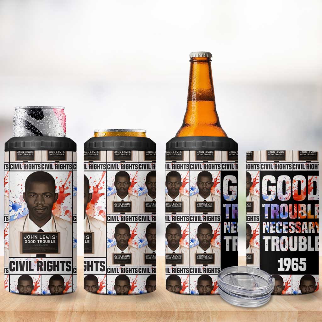 John Lewis 4 in 1 Can Cooler Tumbler with Mugshot Collage Design Civil Rights Portrait Good Trouble Tribute - Wonder Print Shop