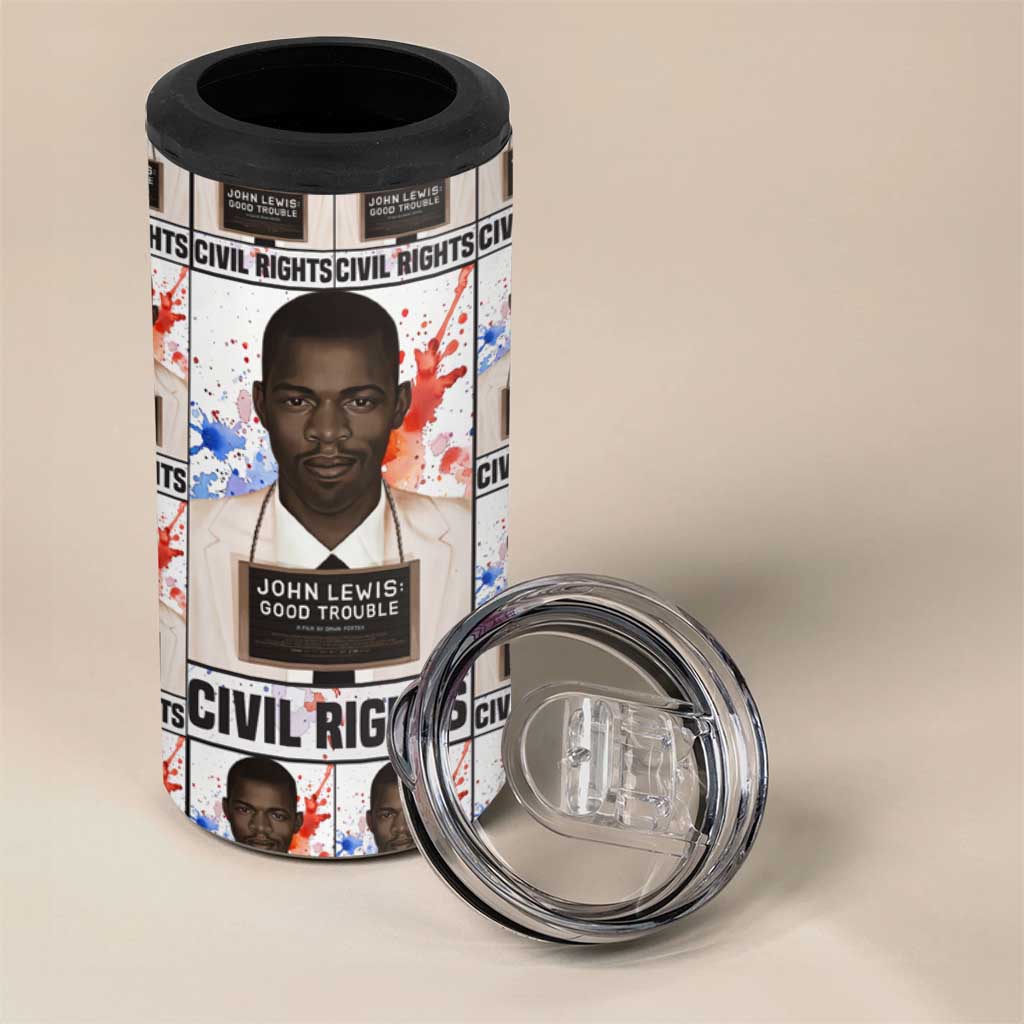 John Lewis 4 in 1 Can Cooler Tumbler with Mugshot Collage Design Civil Rights Portrait Good Trouble Tribute - Wonder Print Shop