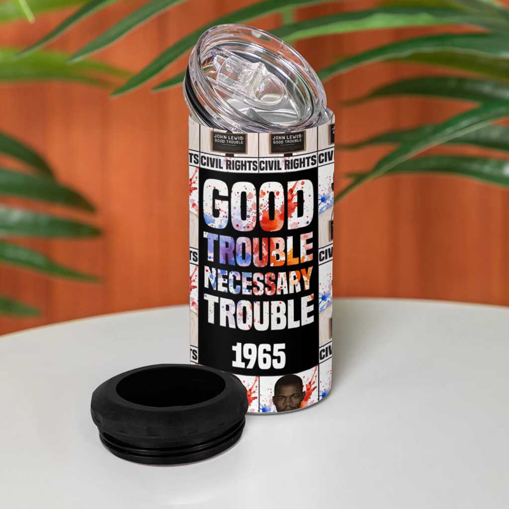John Lewis 4 in 1 Can Cooler Tumbler with Mugshot Collage Design Civil Rights Portrait Good Trouble Tribute - Wonder Print Shop
