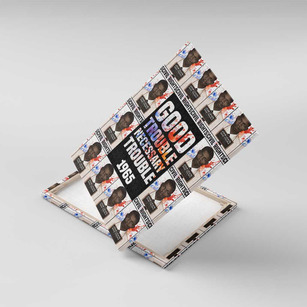 John Lewis Canvas Wall Art with Mugshot Collage Design Civil Rights Portrait Good Trouble Tribute - Wonder Print Shop