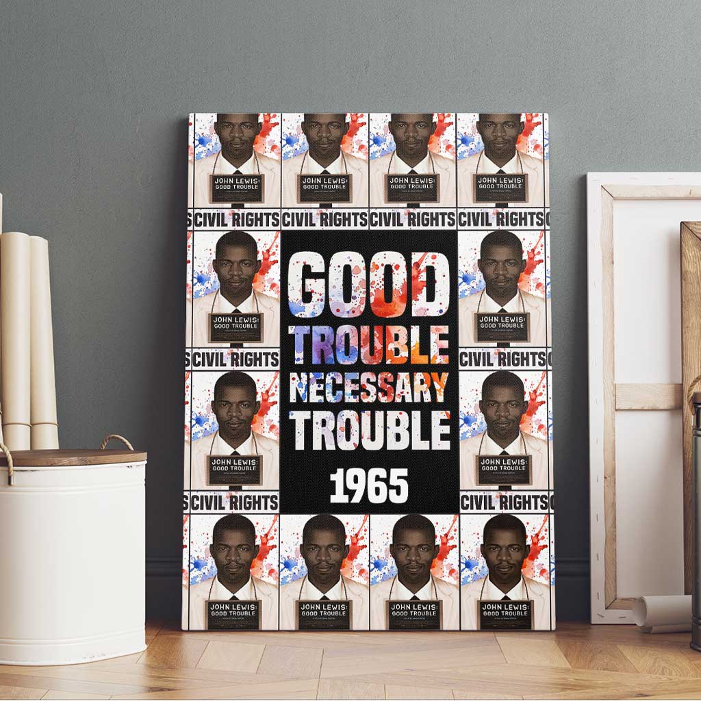 John Lewis Canvas Wall Art with Mugshot Collage Design Civil Rights Portrait Good Trouble Tribute - Wonder Print Shop
