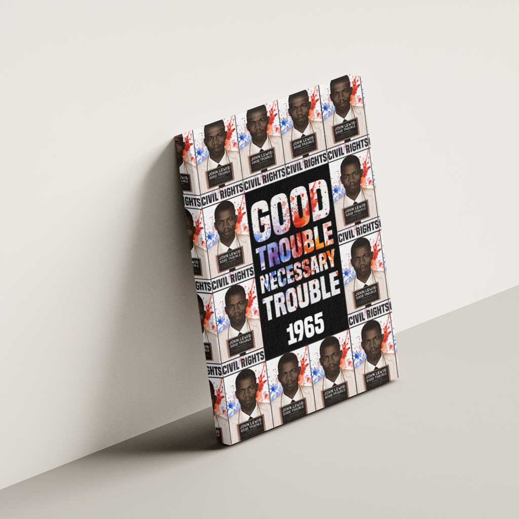 John Lewis Canvas Wall Art with Mugshot Collage Design Civil Rights Portrait Good Trouble Tribute - Wonder Print Shop