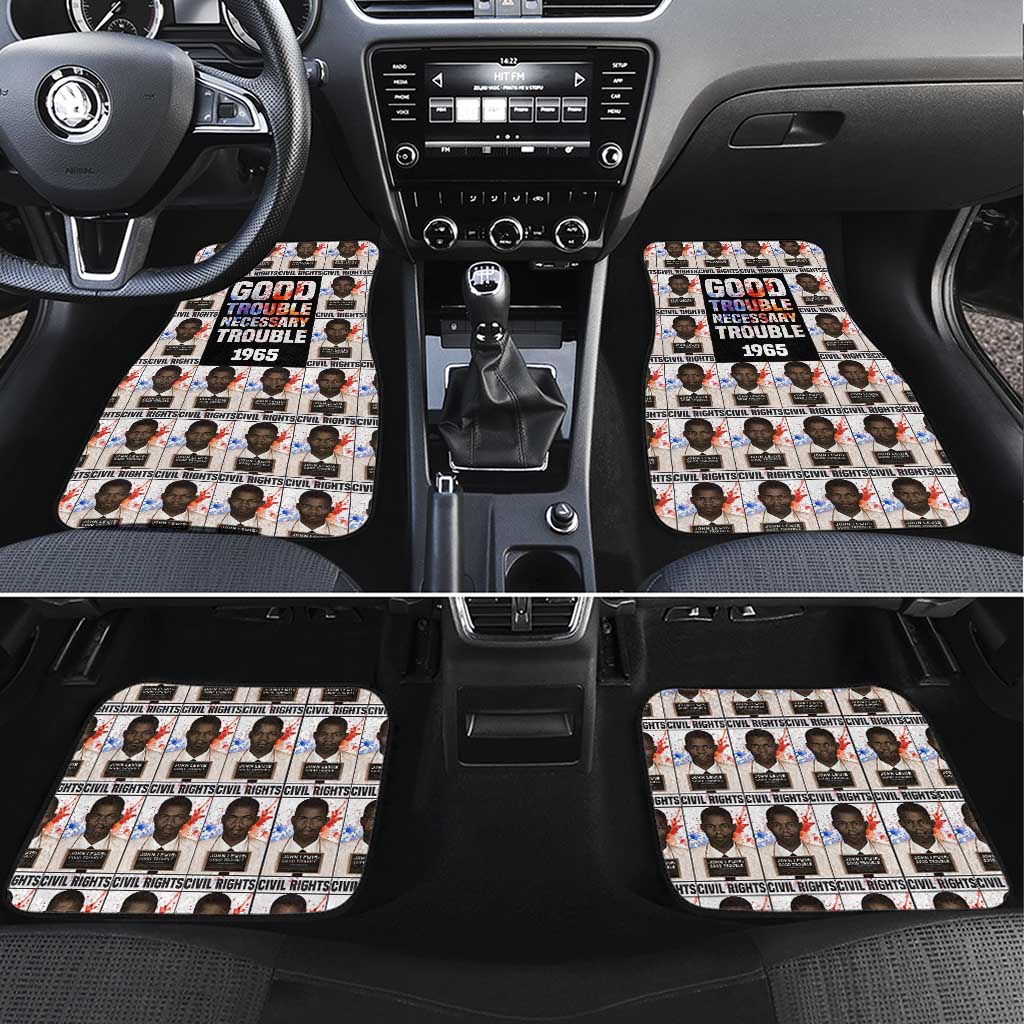 John Lewis Car Mats with Mugshot Collage Design Civil Rights Portrait Good Trouble Tribute - Wonder Print Shop