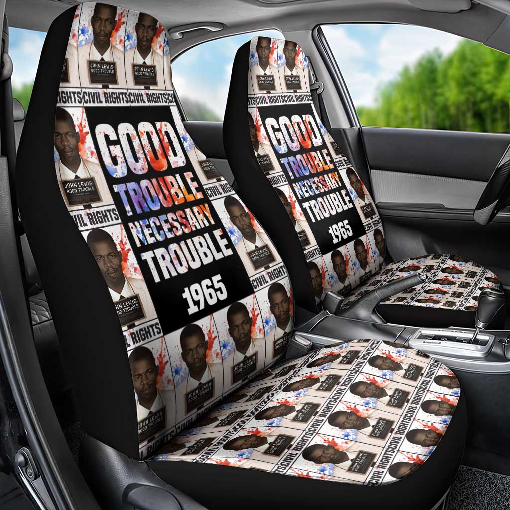 John Lewis Car Seat Cover with Mugshot Collage Design Civil Rights Portrait Good Trouble Tribute - Wonder Print Shop