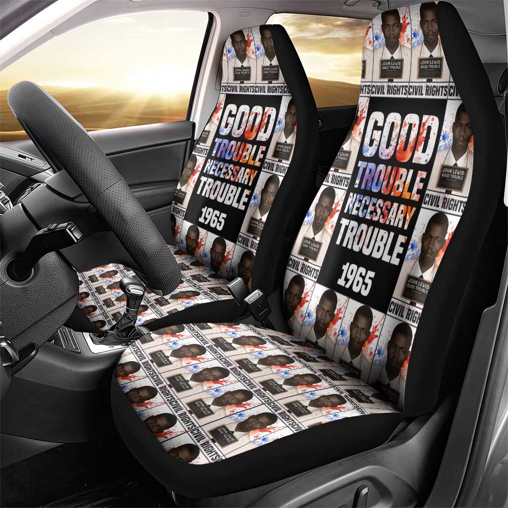 John Lewis Car Seat Cover with Mugshot Collage Design Civil Rights Portrait Good Trouble Tribute - Wonder Print Shop