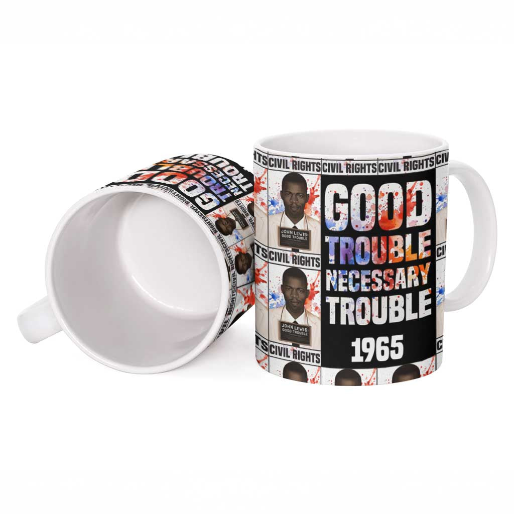 John Lewis Ceramic Mug with Mugshot Collage Design Civil Rights Portrait Good Trouble Tribute - Wonder Print Shop