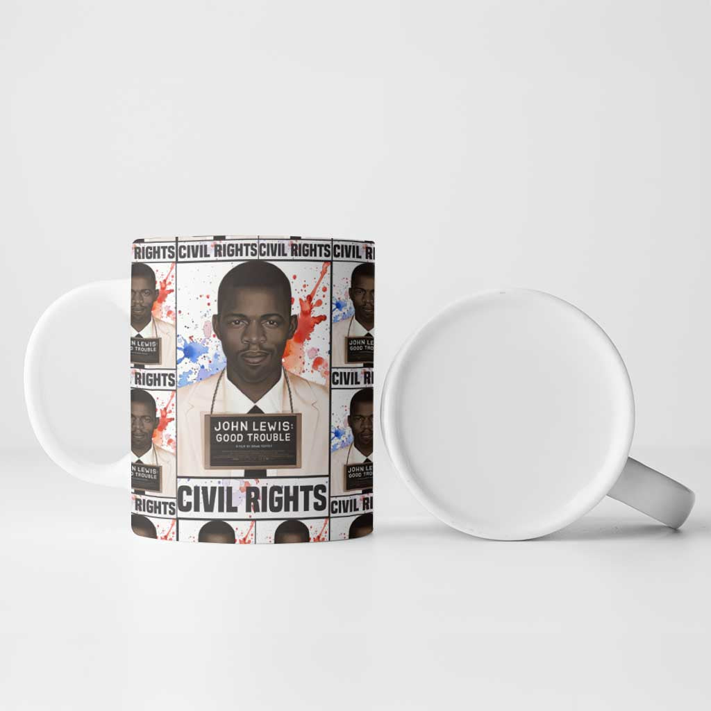 John Lewis Ceramic Mug with Mugshot Collage Design Civil Rights Portrait Good Trouble Tribute - Wonder Print Shop