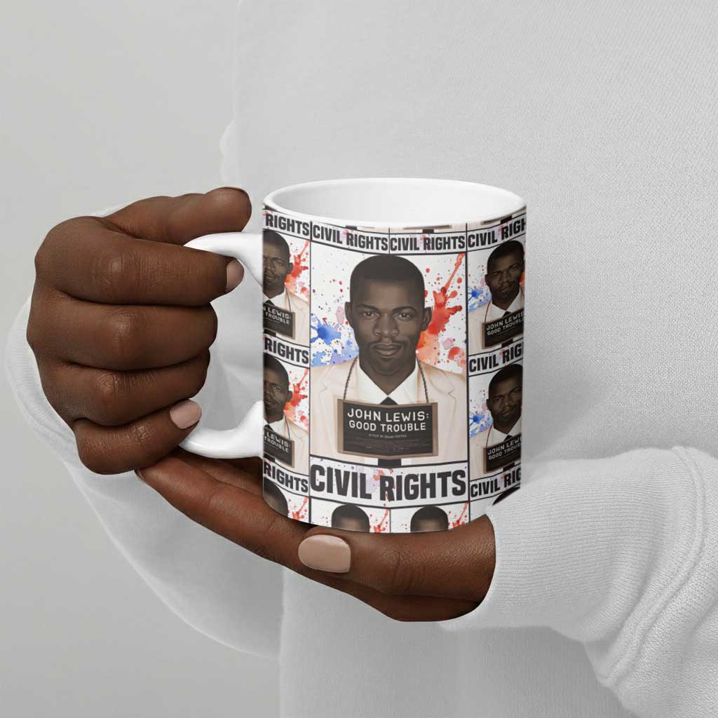 John Lewis Ceramic Mug with Mugshot Collage Design Civil Rights Portrait Good Trouble Tribute - Wonder Print Shop