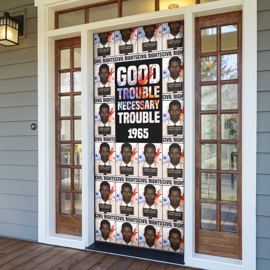 John Lewis Door Cover with Mugshot Collage Design Civil Rights Portrait Good Trouble Tribute - Wonder Print Shop