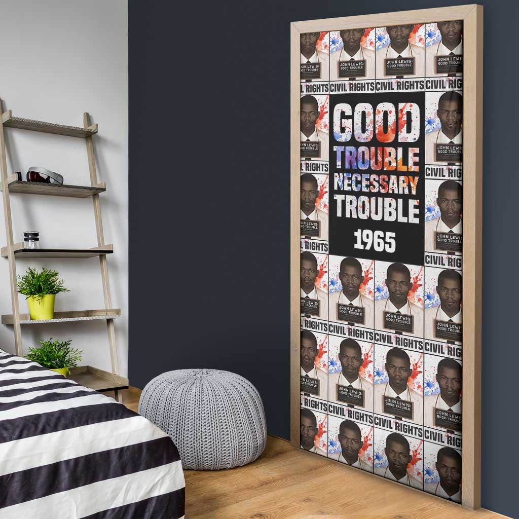 John Lewis Door Cover with Mugshot Collage Design Civil Rights Portrait Good Trouble Tribute - Wonder Print Shop