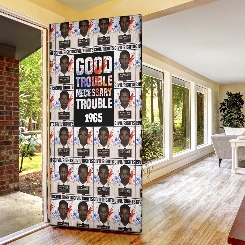 John Lewis Door Cover with Mugshot Collage Design Civil Rights Portrait Good Trouble Tribute - Wonder Print Shop