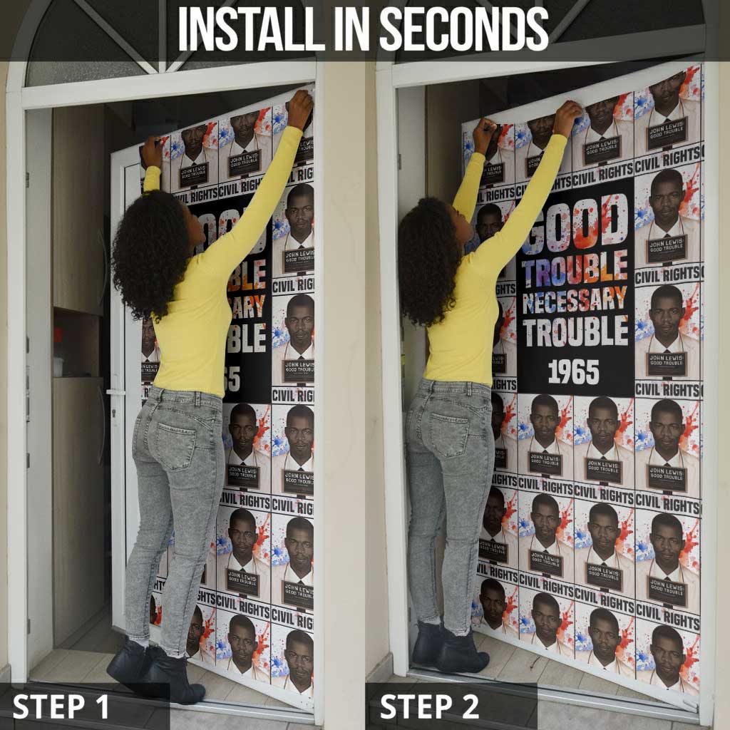 John Lewis Door Cover with Mugshot Collage Design Civil Rights Portrait Good Trouble Tribute - Wonder Print Shop