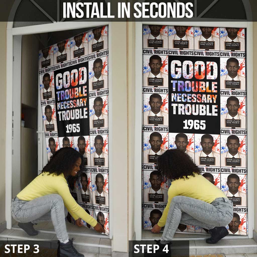 John Lewis Door Cover with Mugshot Collage Design Civil Rights Portrait Good Trouble Tribute - Wonder Print Shop