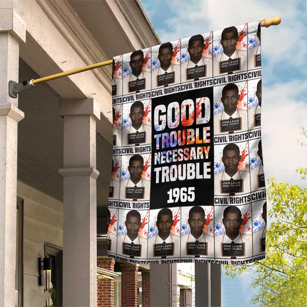 John Lewis Garden Flag with Mugshot Collage Design Civil Rights Portrait Good Trouble Tribute - Wonder Print Shop