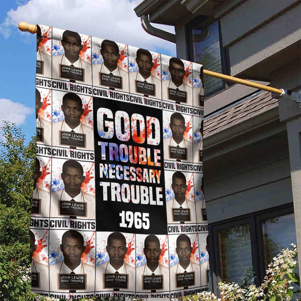 John Lewis Garden Flag with Mugshot Collage Design Civil Rights Portrait Good Trouble Tribute - Wonder Print Shop