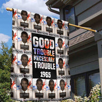 John Lewis Garden Flag with Mugshot Collage Design Civil Rights Portrait Good Trouble Tribute - Wonder Print Shop
