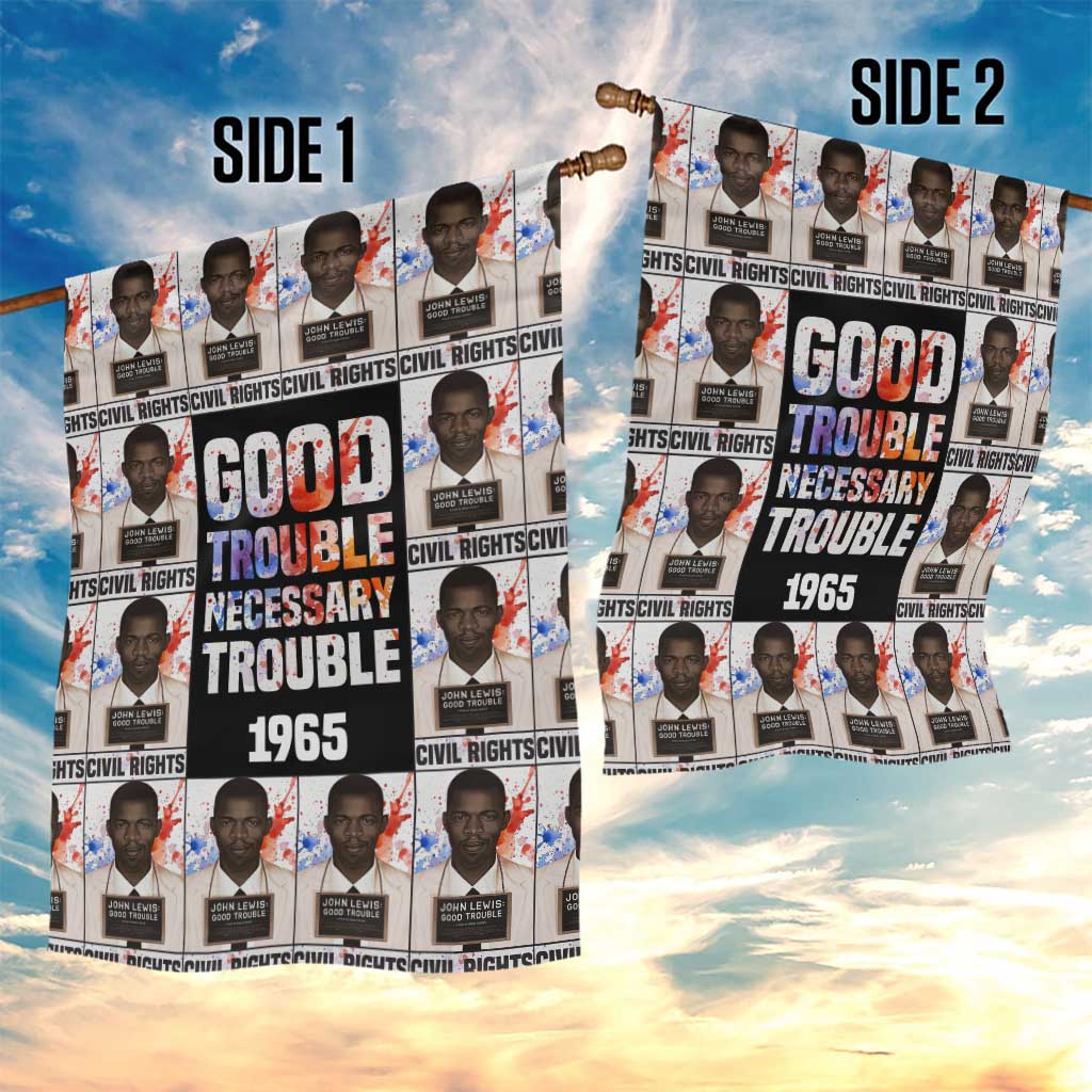 John Lewis Garden Flag with Mugshot Collage Design Civil Rights Portrait Good Trouble Tribute - Wonder Print Shop