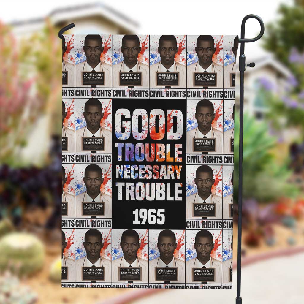 John Lewis Garden Flag with Mugshot Collage Design Civil Rights Portrait Good Trouble Tribute - Wonder Print Shop