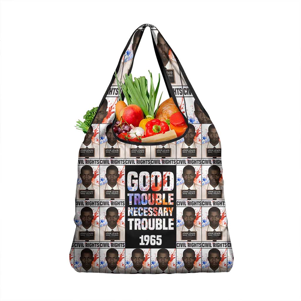 John Lewis Grocery Bag with Mugshot Collage Design Civil Rights Portrait Good Trouble Tribute - Wonder Print Shop