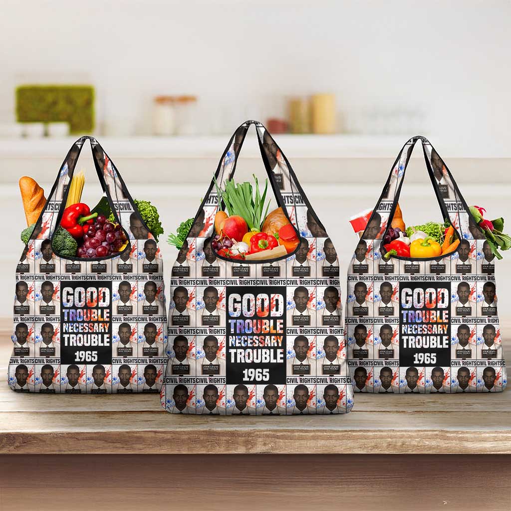 John Lewis Grocery Bag with Mugshot Collage Design Civil Rights Portrait Good Trouble Tribute - Wonder Print Shop