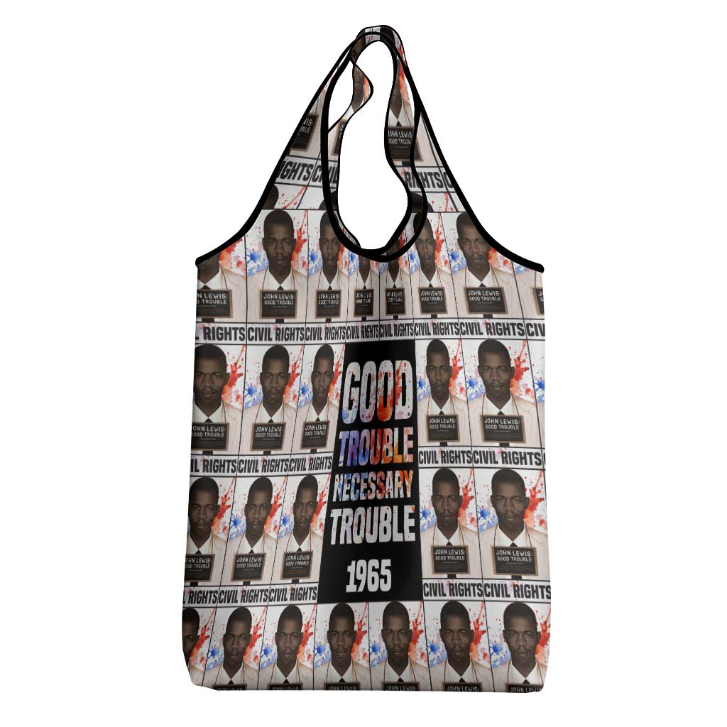 John Lewis Grocery Bag with Mugshot Collage Design Civil Rights Portrait Good Trouble Tribute - Wonder Print Shop