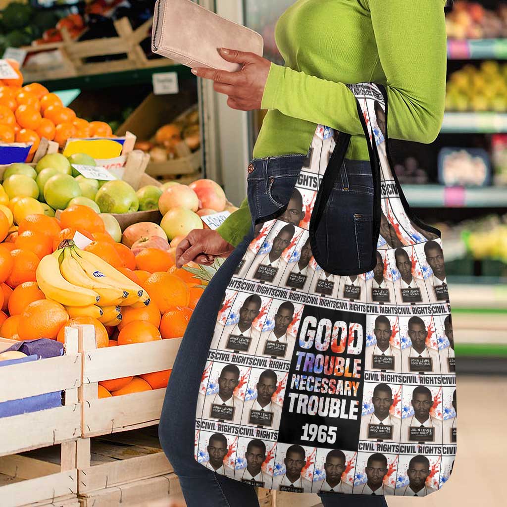 John Lewis Grocery Bag with Mugshot Collage Design Civil Rights Portrait Good Trouble Tribute - Wonder Print Shop