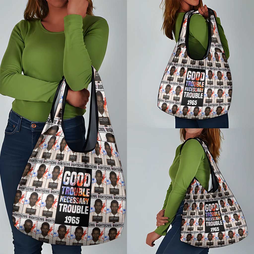 John Lewis Grocery Bag with Mugshot Collage Design Civil Rights Portrait Good Trouble Tribute - Wonder Print Shop