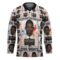 John Lewis Hockey Jersey with Mugshot Collage Design Civil Rights Portrait Good Trouble Tribute - Wonder Print Shop