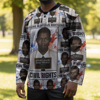John Lewis Hockey Jersey with Mugshot Collage Design Civil Rights Portrait Good Trouble Tribute - Wonder Print Shop
