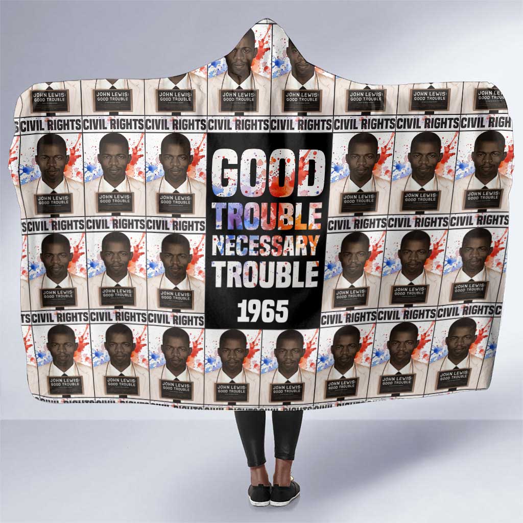 John Lewis Hooded Blanket with Mugshot Collage Design Civil Rights Portrait Good Trouble Tribute - Wonder Print Shop