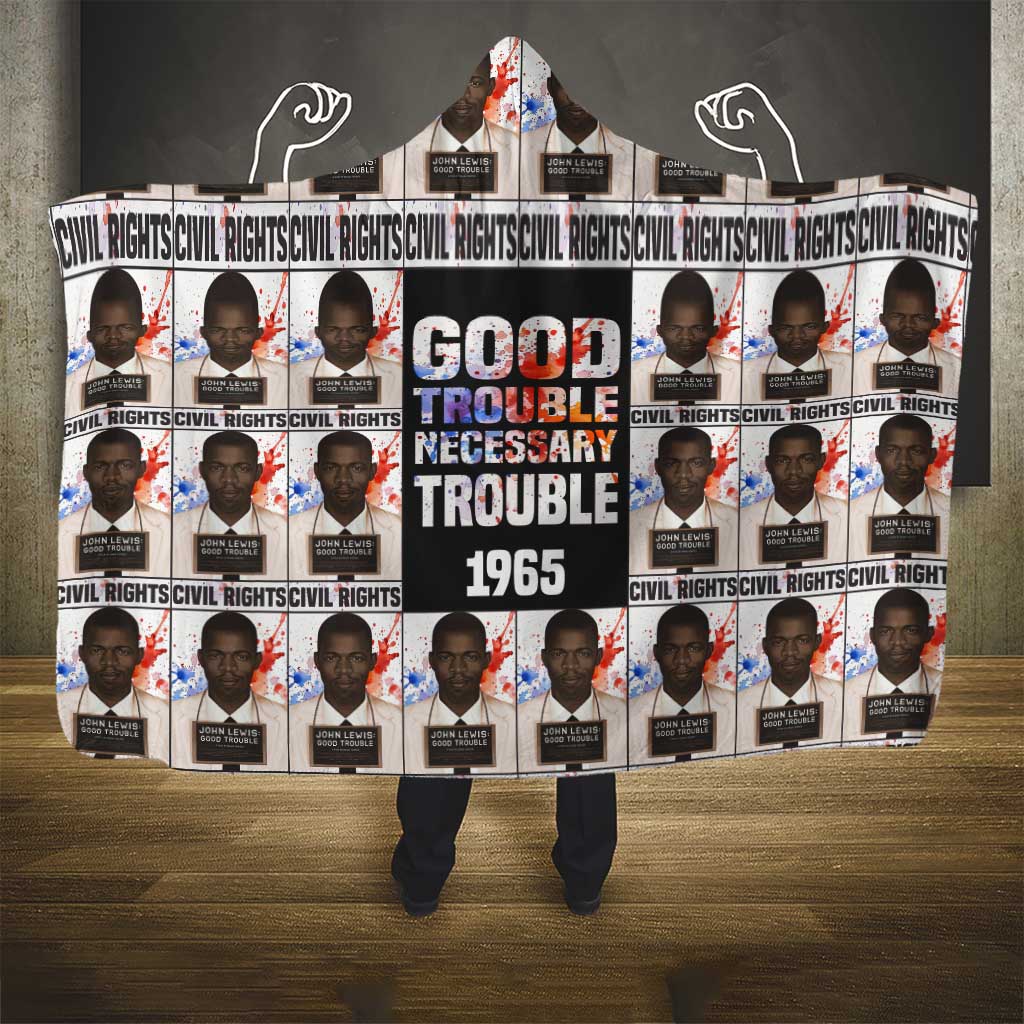 John Lewis Hooded Blanket with Mugshot Collage Design Civil Rights Portrait Good Trouble Tribute - Wonder Print Shop