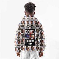 John Lewis Kid Hoodie with Mugshot Collage Design Civil Rights Portrait Good Trouble Tribute - Wonder Print Shop