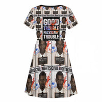 John Lewis Kid Short Sleeve Dress with Mugshot Collage Design Civil Rights Portrait Good Trouble Tribute - Wonder Print Shop