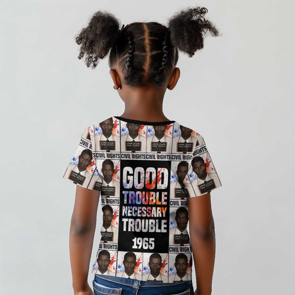 John Lewis Kid T shirt with Mugshot Collage Design Civil Rights Portrait Good Trouble Tribute - Wonder Print Shop