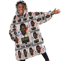 John Lewis Kid Wearable Blanket Hoodie with Mugshot Collage Design Civil Rights Portrait Good Trouble Tribute - Wonder Print Shop