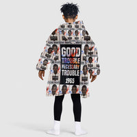 John Lewis Kid Wearable Blanket Hoodie with Mugshot Collage Design Civil Rights Portrait Good Trouble Tribute - Wonder Print Shop