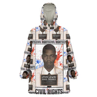John Lewis Kid Wearable Blanket Hoodie with Mugshot Collage Design Civil Rights Portrait Good Trouble Tribute - Wonder Print Shop
