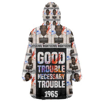 John Lewis Kid Wearable Blanket Hoodie with Mugshot Collage Design Civil Rights Portrait Good Trouble Tribute - Wonder Print Shop