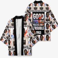 John Lewis Kimono with Mugshot Collage Design Civil Rights Portrait Good Trouble Tribute - Wonder Print Shop