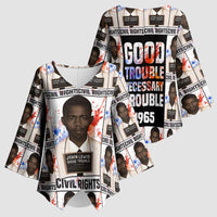 John Lewis Kimono Sleeve Blouse with Mugshot Collage Design Civil Rights Portrait Good Trouble Tribute - Wonder Print Shop