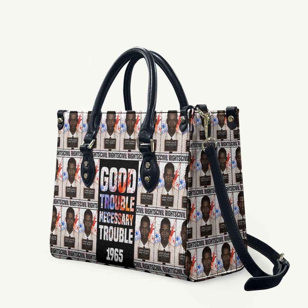 John Lewis Leather Bag with Mugshot Collage Design Civil Rights Portrait Good Trouble Tribute - Wonder Print Shop