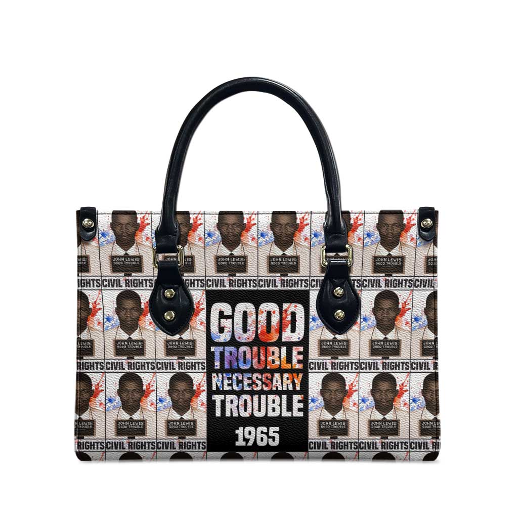 John Lewis Leather Bag with Mugshot Collage Design Civil Rights Portrait Good Trouble Tribute - Wonder Print Shop