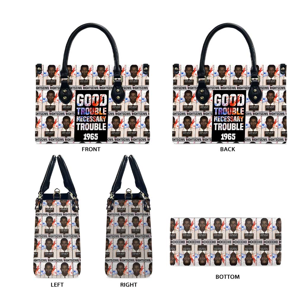 John Lewis Leather Bag with Mugshot Collage Design Civil Rights Portrait Good Trouble Tribute - Wonder Print Shop
